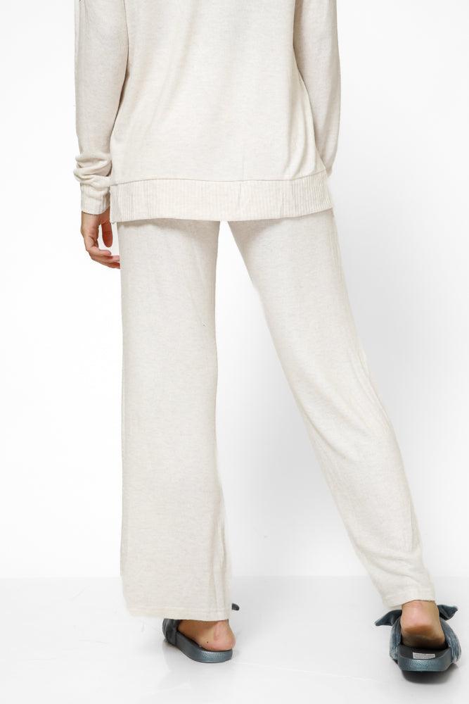 מכנס אריג דק רחב קרם - MASHBIR//365