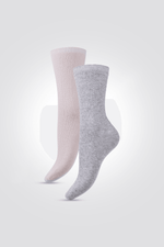 2 זוגות גרביים אורך רגיל דוגמת צמות ניוד-אפור - MASHBIR//365