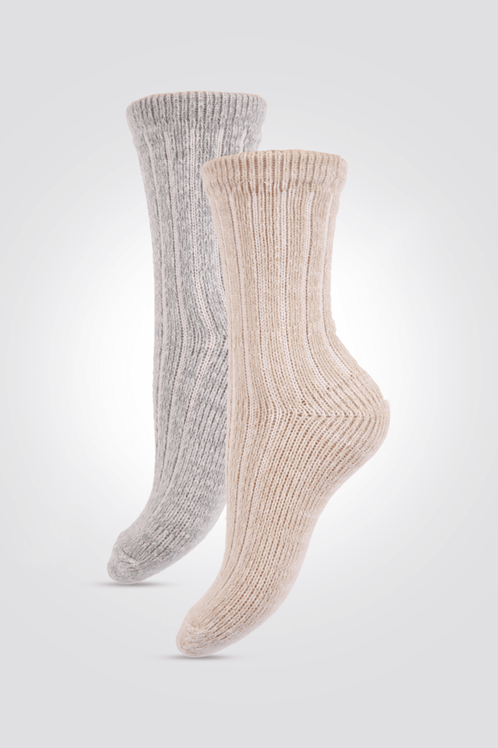 2 זוגות גרבי פלאפי MELANGE RIB אפור-בז' - MASHBIR//365