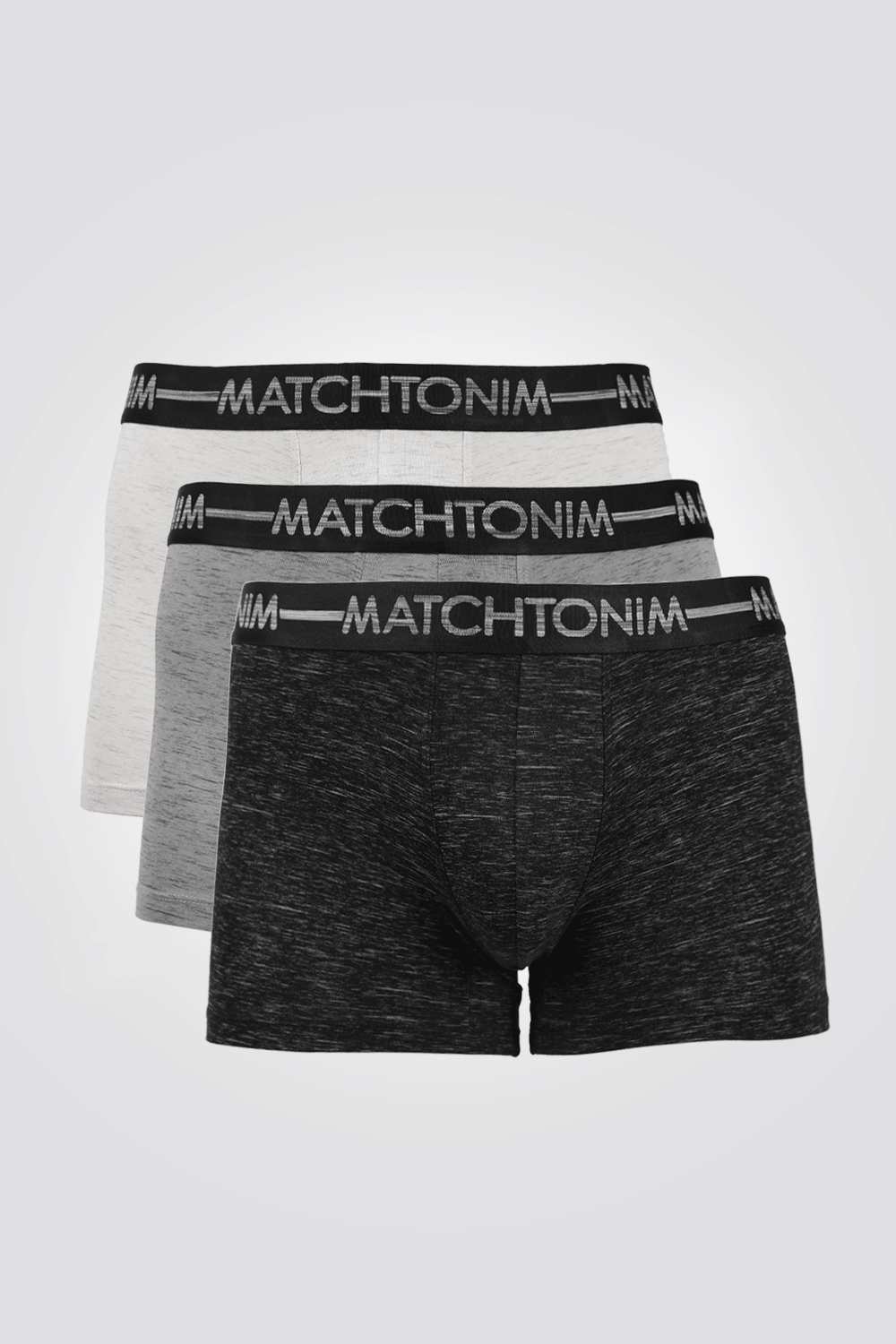 3 תחתוני בוקסר קצרים צמודים גווני אפור - MASHBIR//365