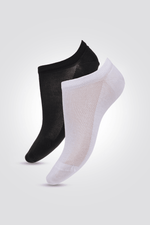 2 זוגות גרבי סניקרס רשת לנשים בצבעים שחור ולבן - MASHBIR//365