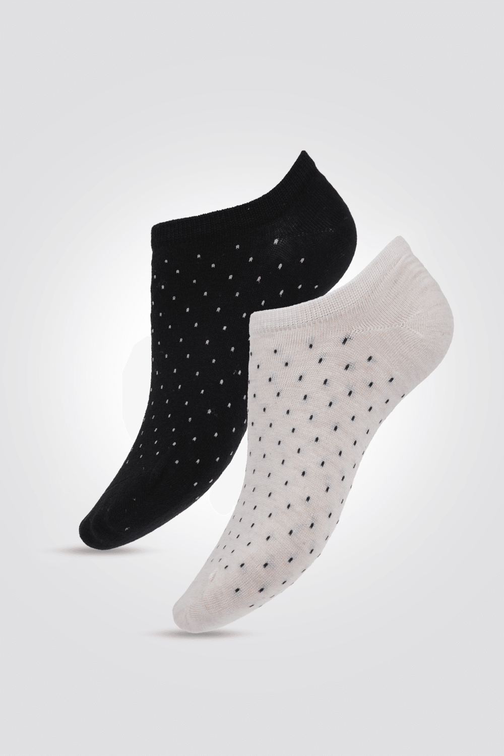 2 זוגות גרבי סניקרס לנשים נקודות בצבעים שחור ולבן - MASHBIR//365