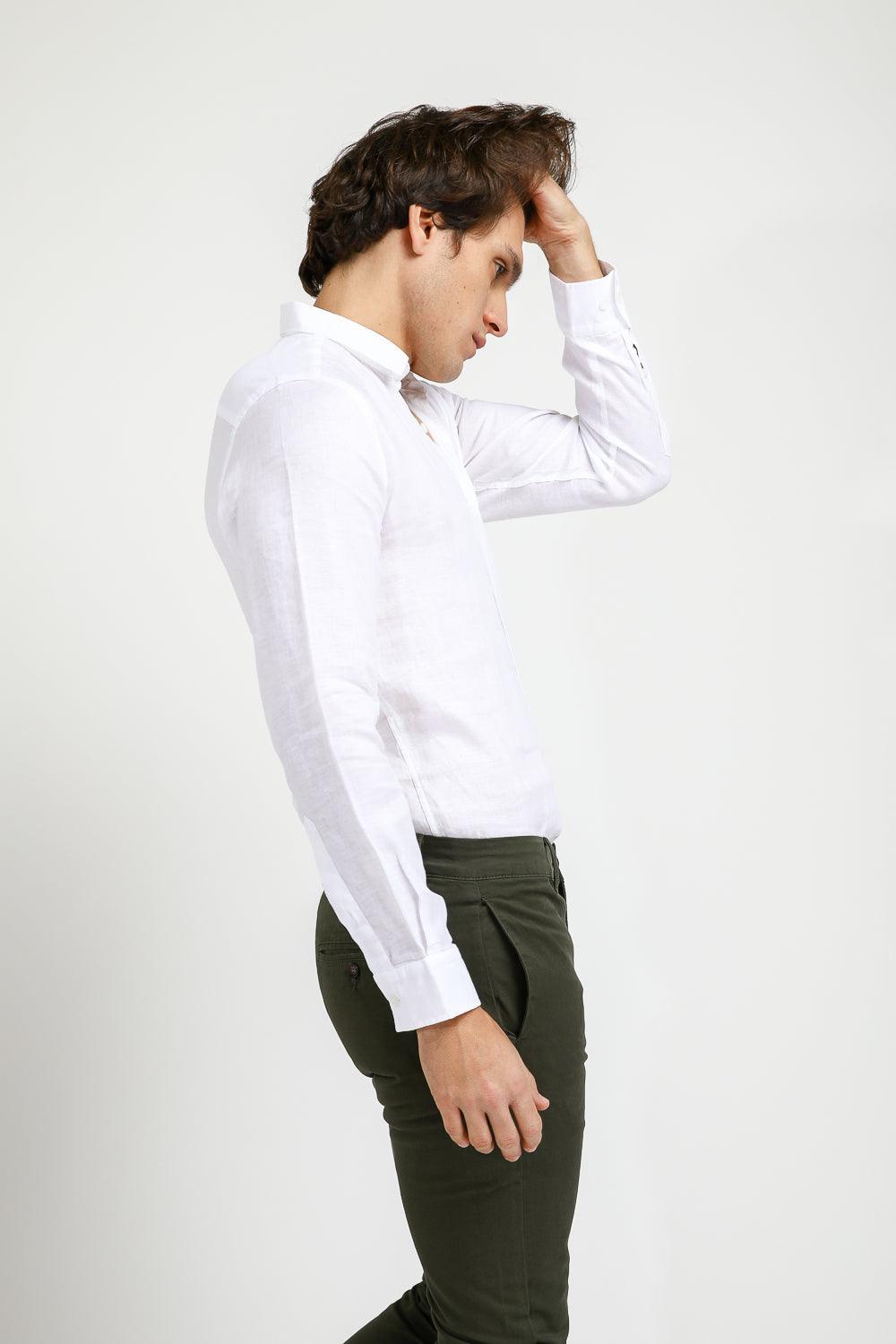 מכופתרת פשתן PURE LINEN לבנה - MASHBIR//365