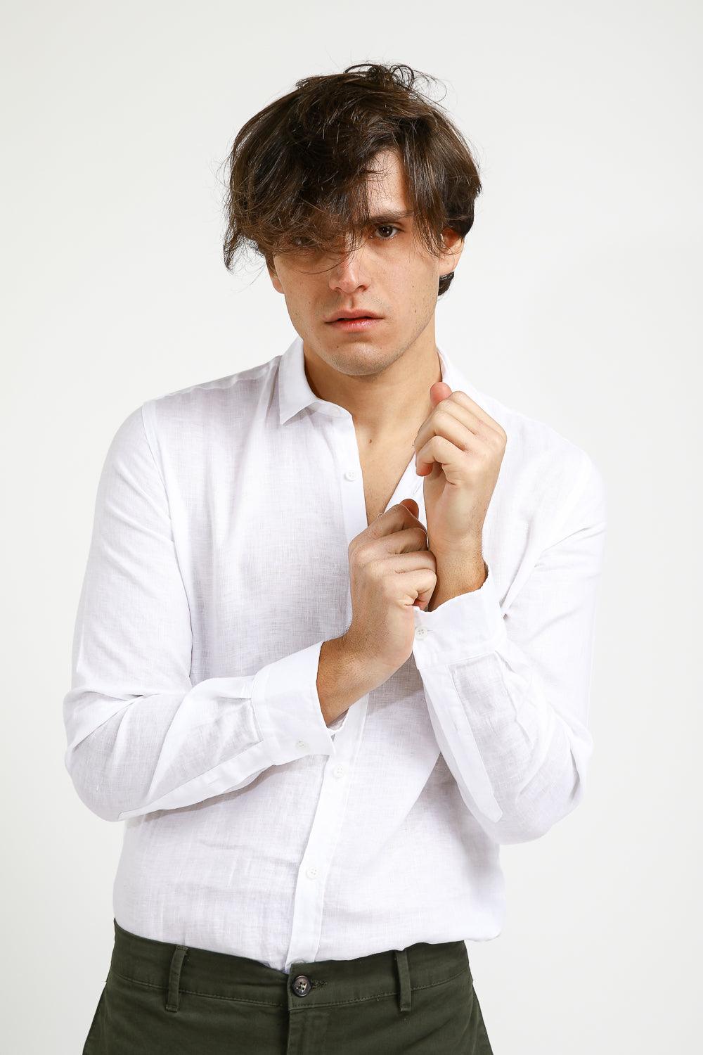 מכופתרת פשתן PURE LINEN לבנה - MASHBIR//365