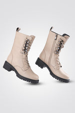 מגפוני עור שרוכים Taupe Chain - MASHBIR//365