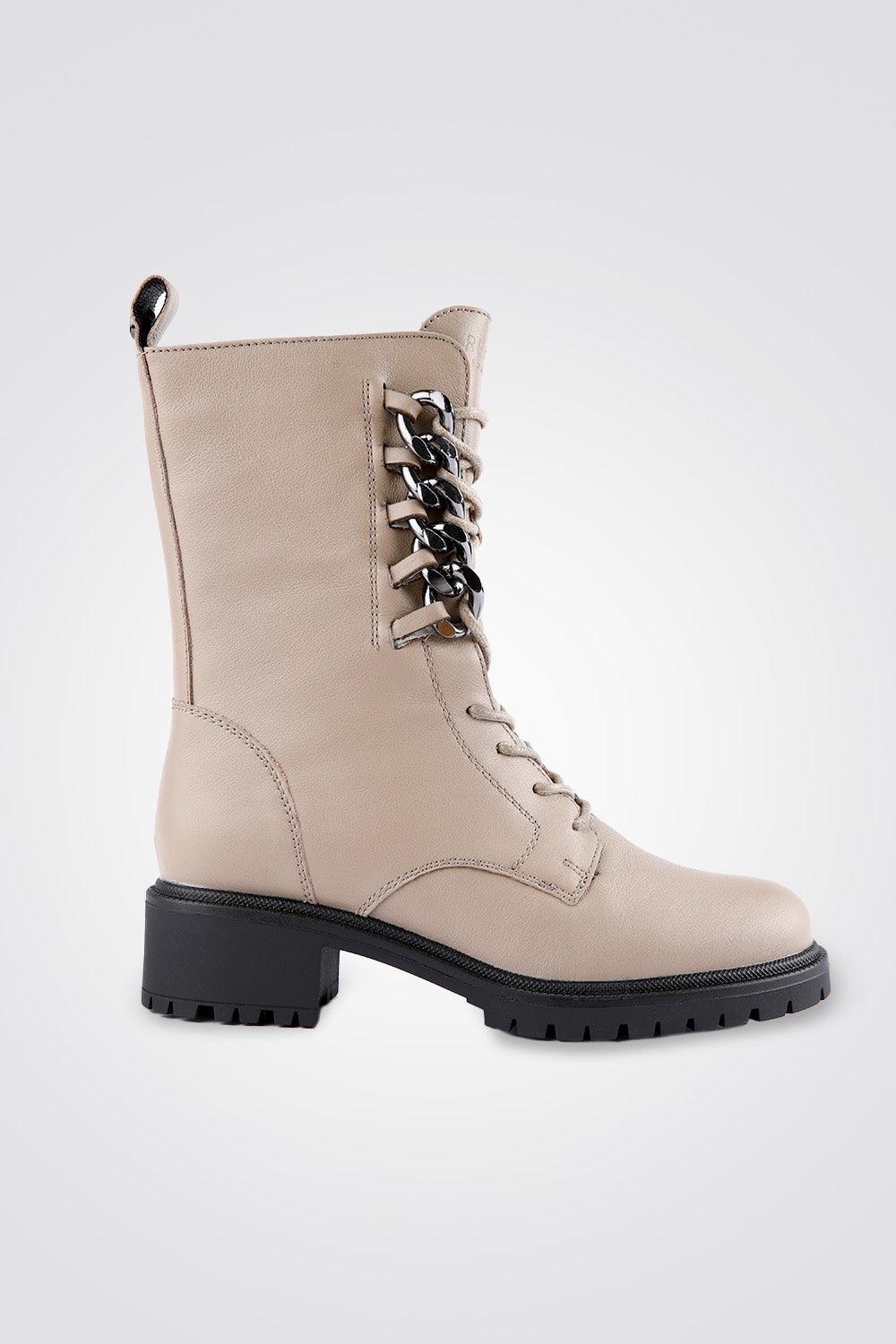 מגפוני עור שרוכים Taupe Chain - MASHBIR//365