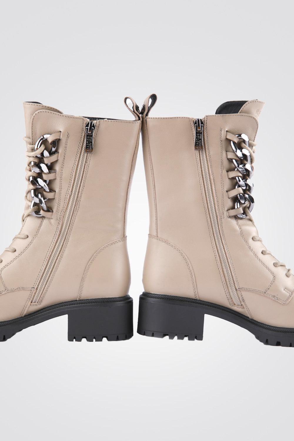 מגפוני עור שרוכים Taupe Chain - MASHBIR//365