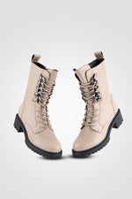 מגפוני עור שרוכים Taupe Chain - MASHBIR//365