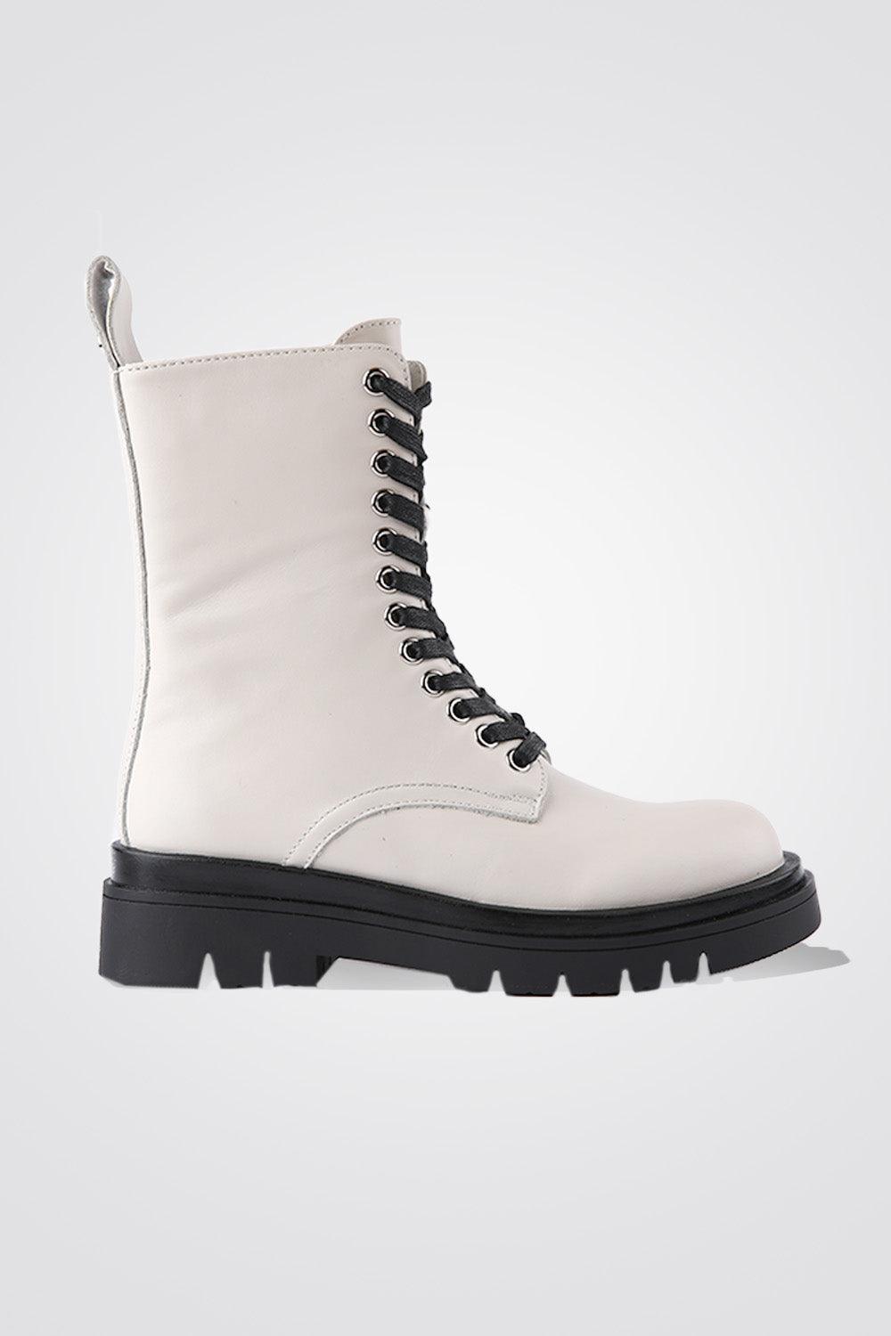 מגפוני עור שרוכים BEIGE - MASHBIR//365