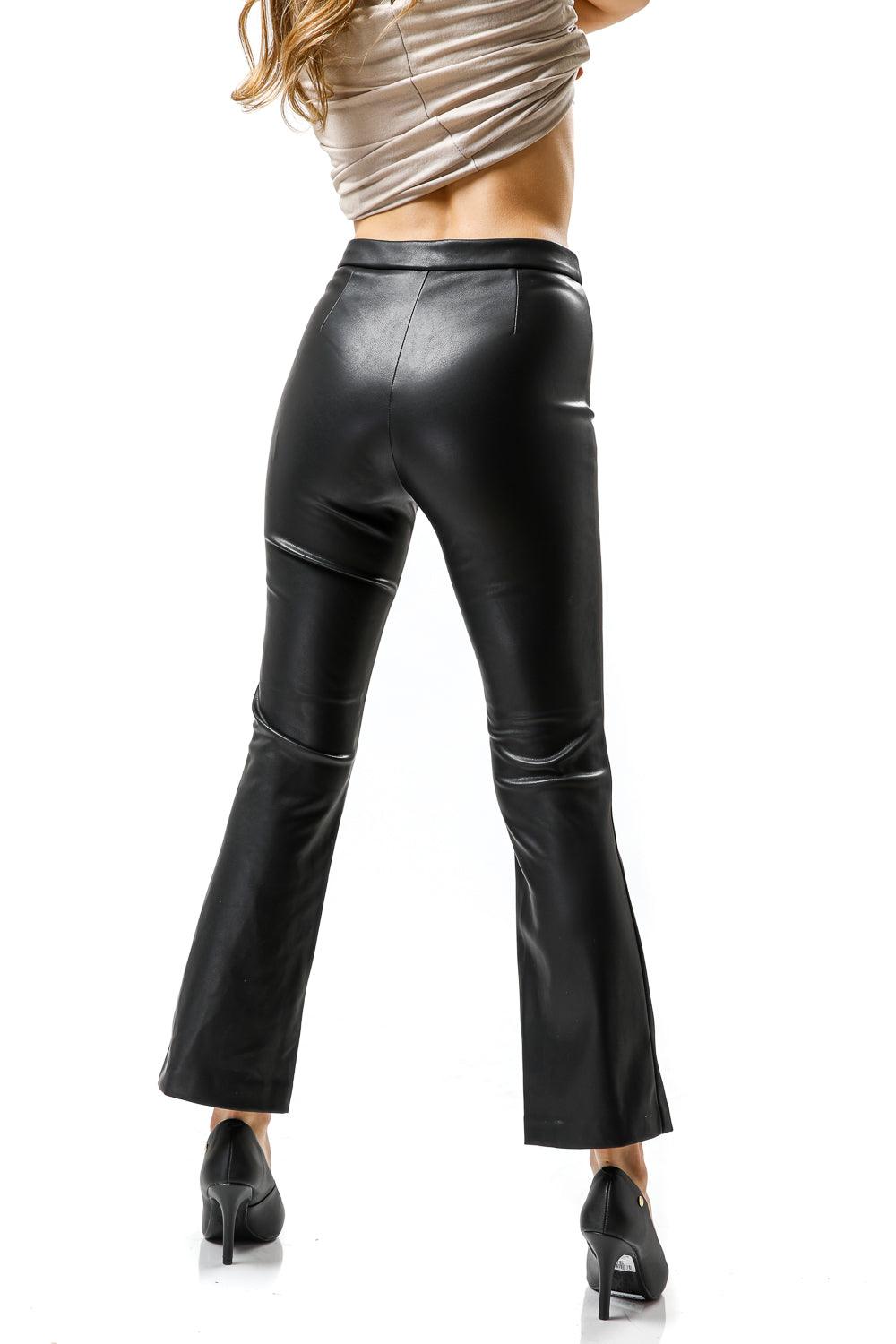 מכנסיים דמויי עור בצבע שחור לנשים | קנת קול