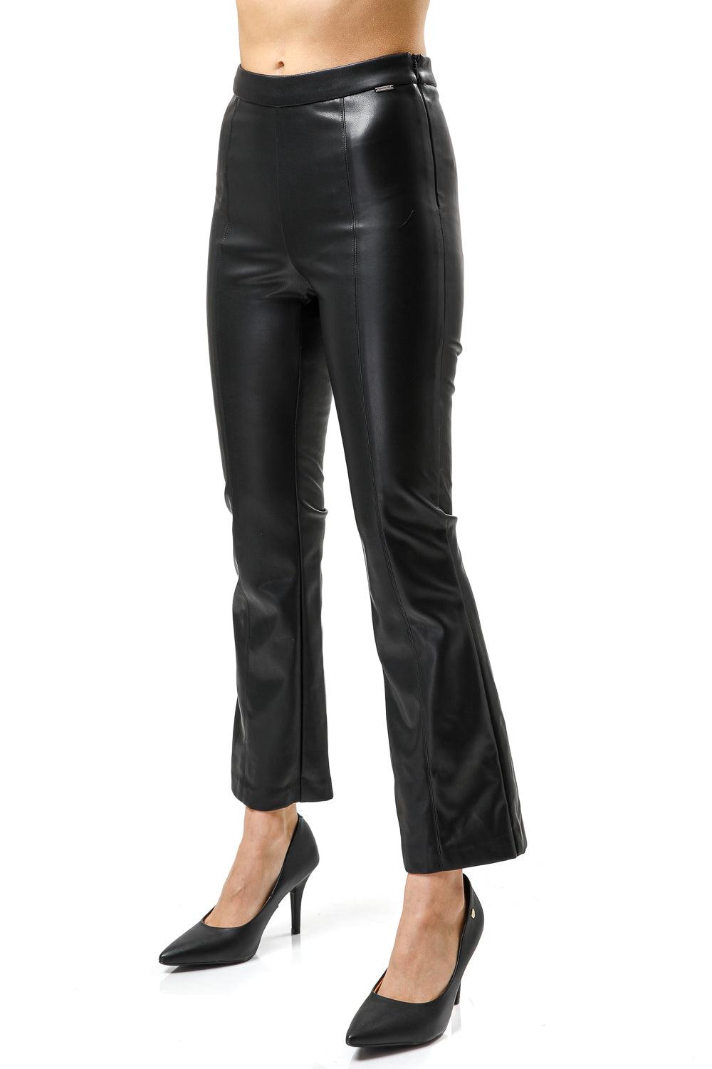 מכנסיים דמויי עור בצבע שחור לנשים | קנת קול
