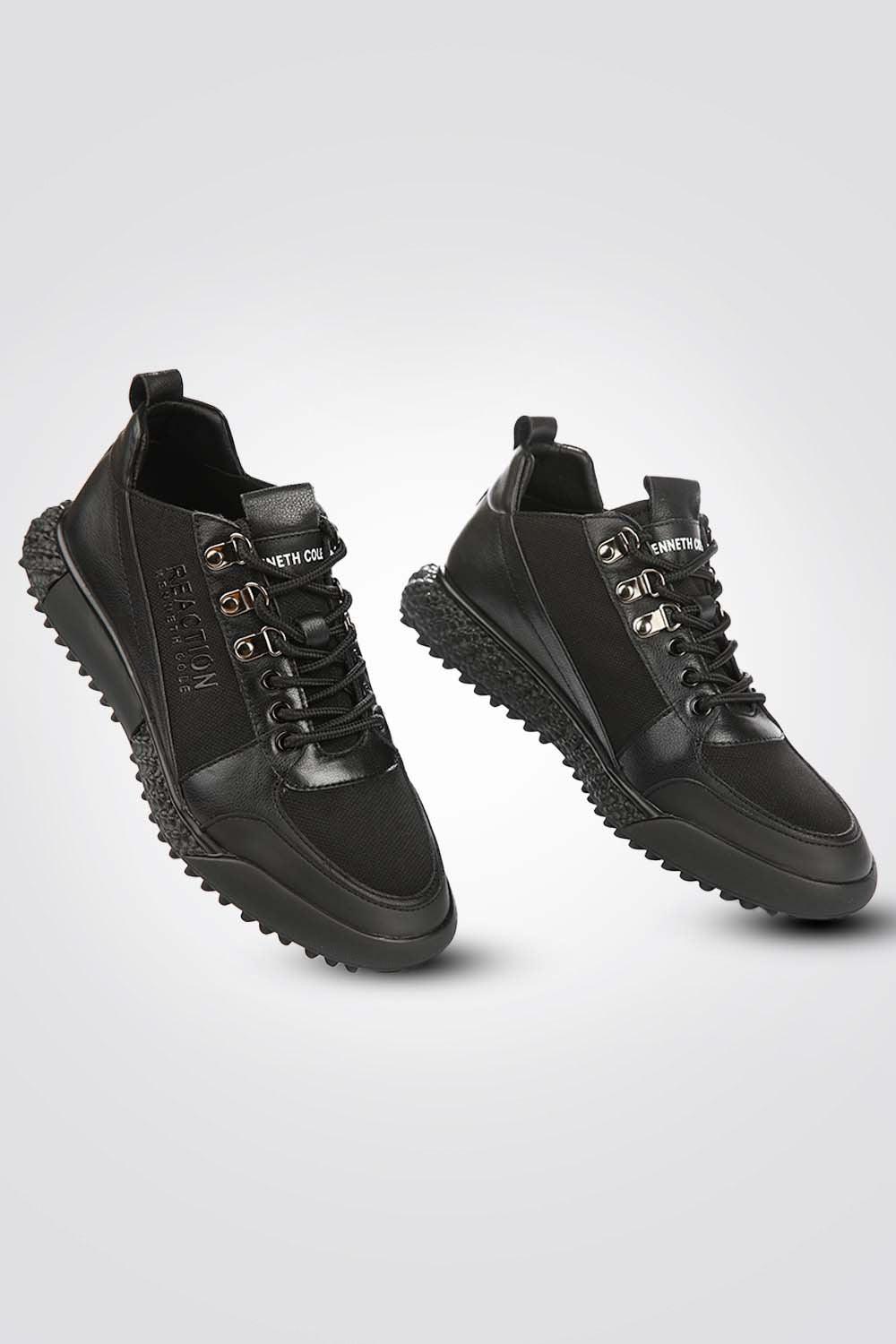 סניקרס עור משולב סריג בצבע שחור - MASHBIR//365