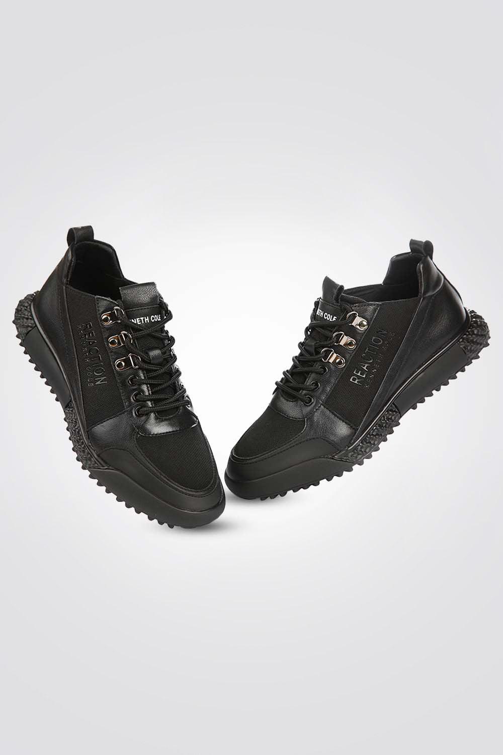 סניקרס עור משולב סריג בצבע שחור - MASHBIR//365