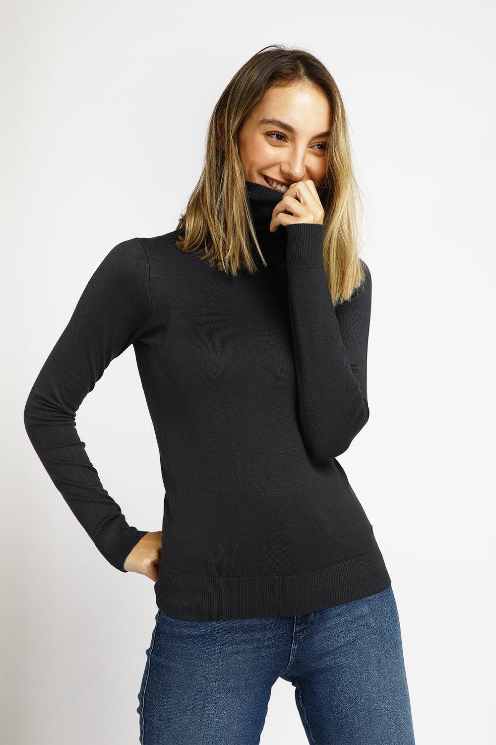 סריג T NECK אפור פחם - MASHBIR//365