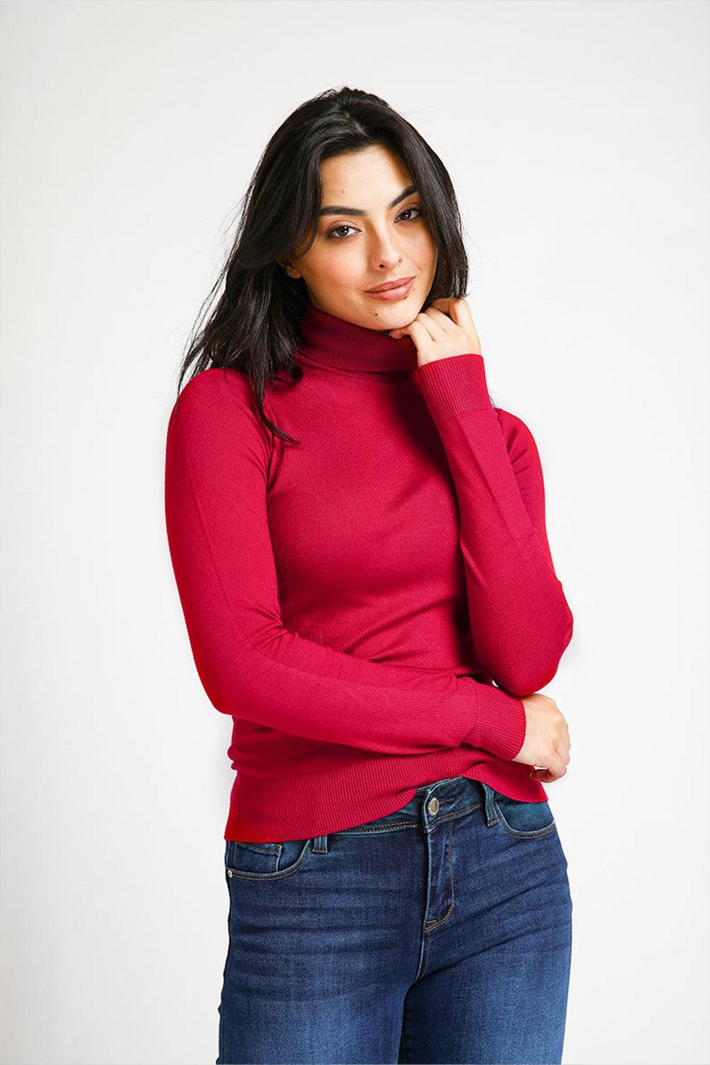 סריג T NECK ורוד עז - MASHBIR//365