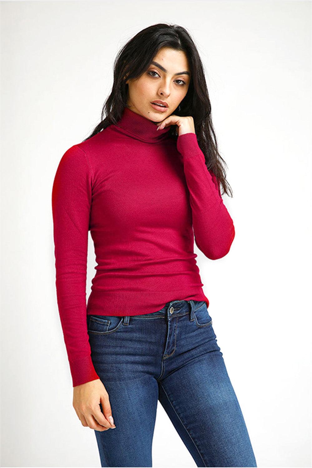 סריג T NECK ורוד עז - MASHBIR//365