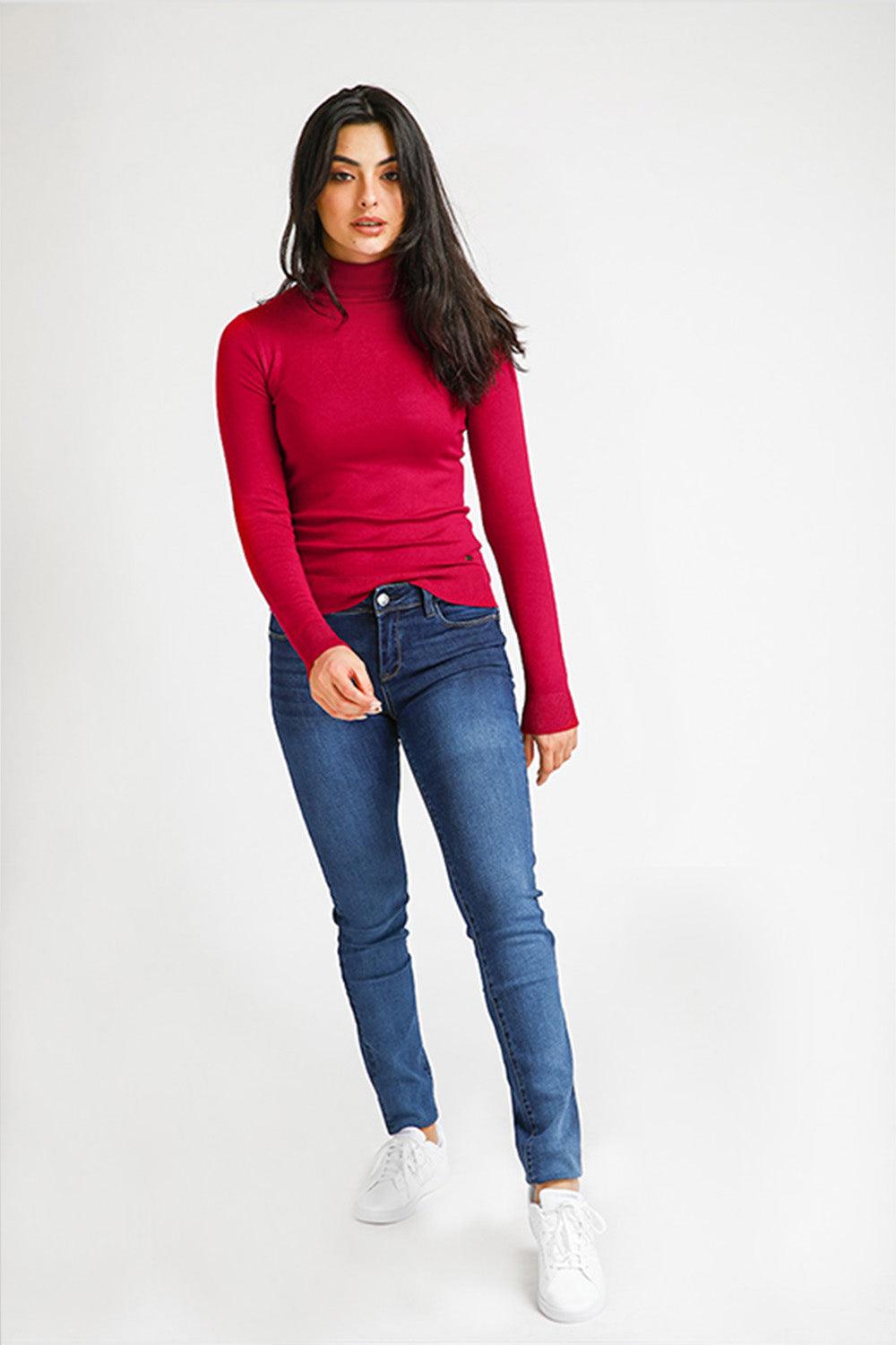 סריג T NECK ורוד עז - MASHBIR//365