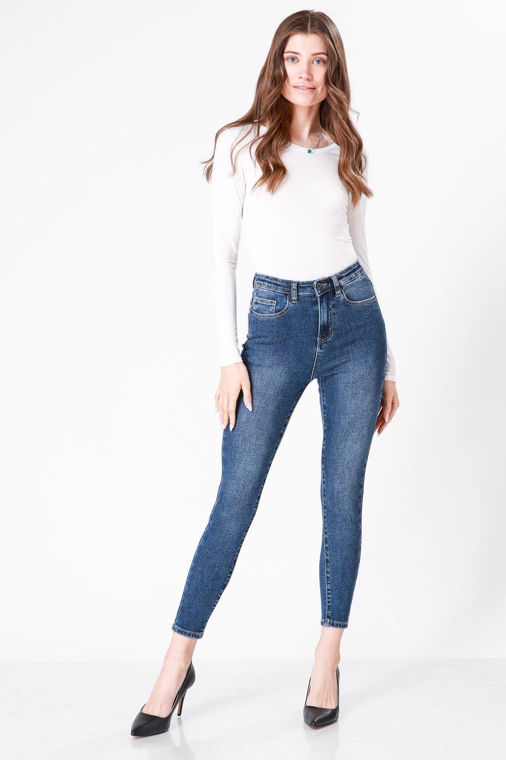 MID WASH ג'ינס גזרה גבוהה כחול - MASHBIR//365