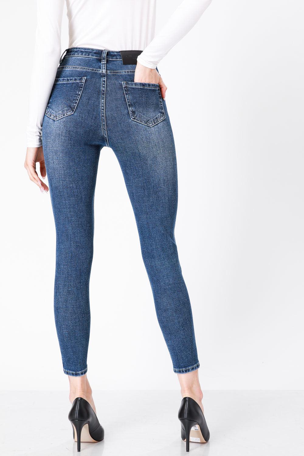 MID WASH ג'ינס גזרה גבוהה כחול - MASHBIR//365