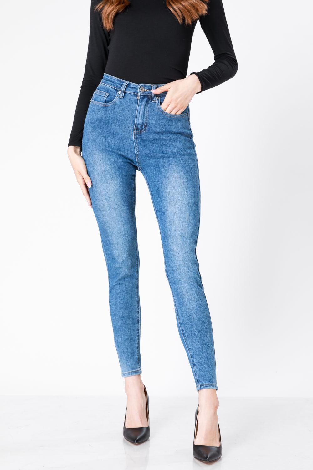 LIGHT WASH ג'ינס גזרה גבוהה כחול בהיר - MASHBIR//365