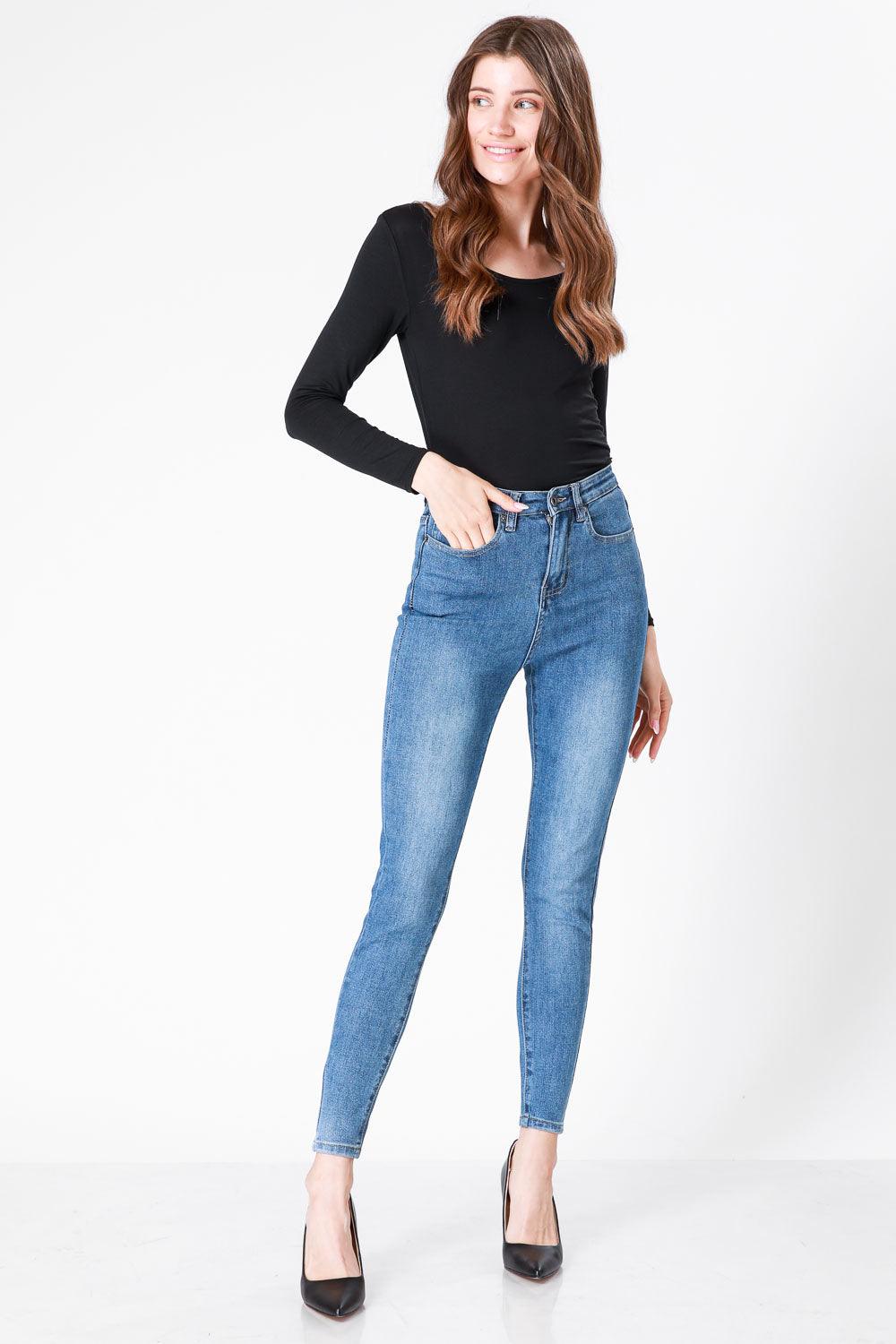 LIGHT WASH ג'ינס גזרה גבוהה כחול בהיר - MASHBIR//365