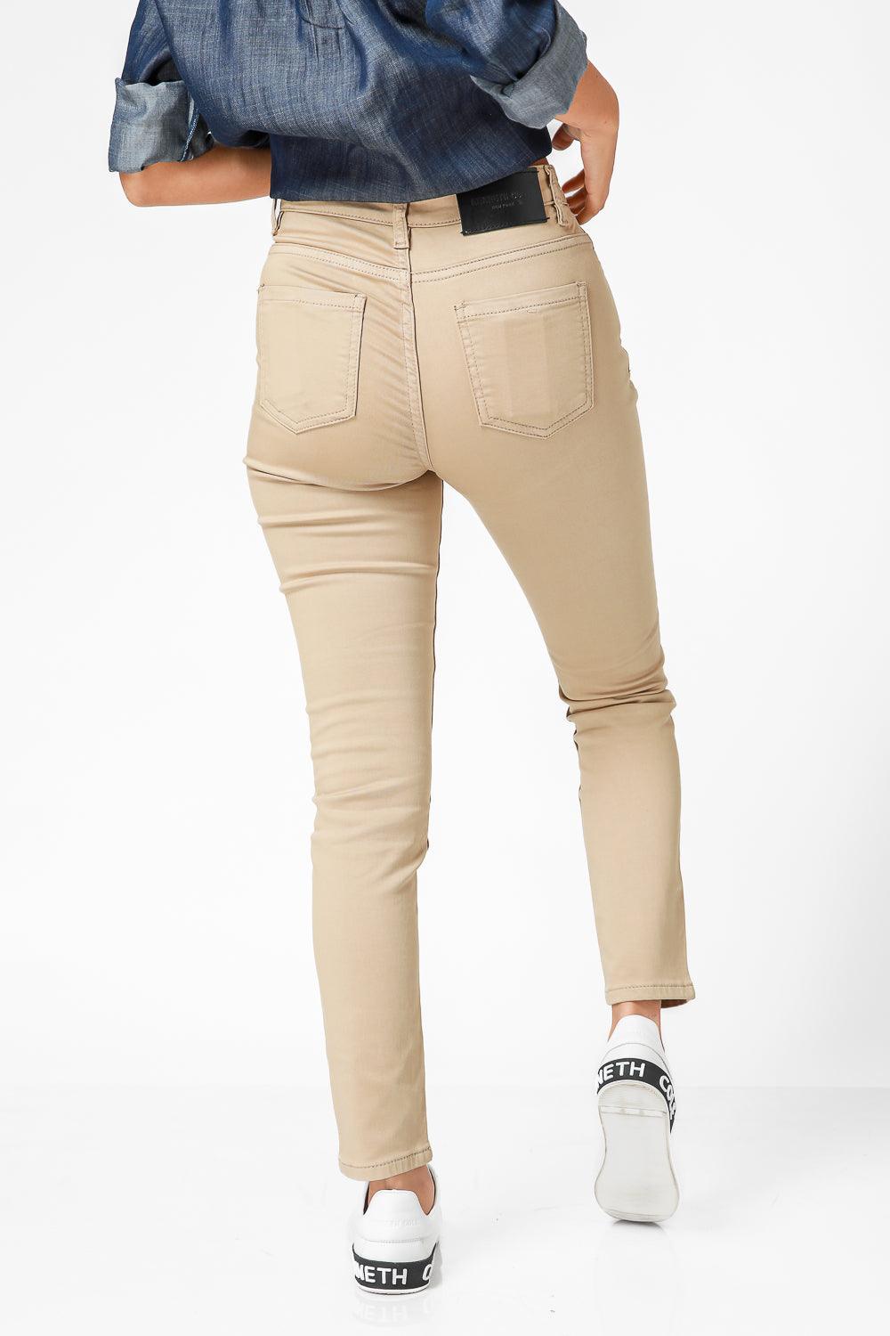 ג'ינס סקיני גזרה גבוהה צבע בז' - MASHBIR//365