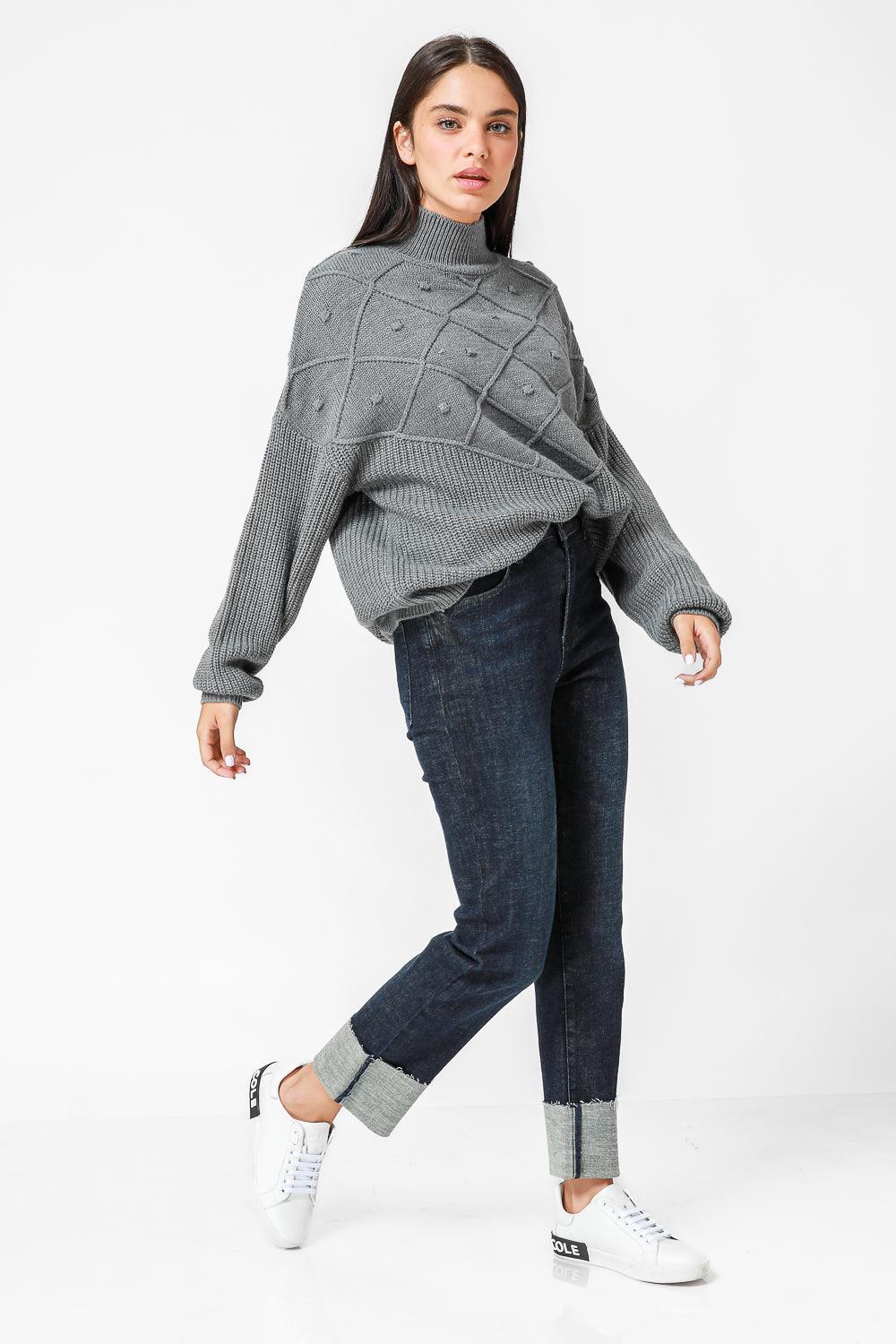 סריג אוברסייז בצבע אפור - MASHBIR//365