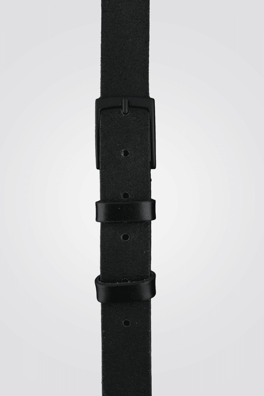 חגורת עור איטלקי עם אבזם בצבע שחור - MASHBIR//365