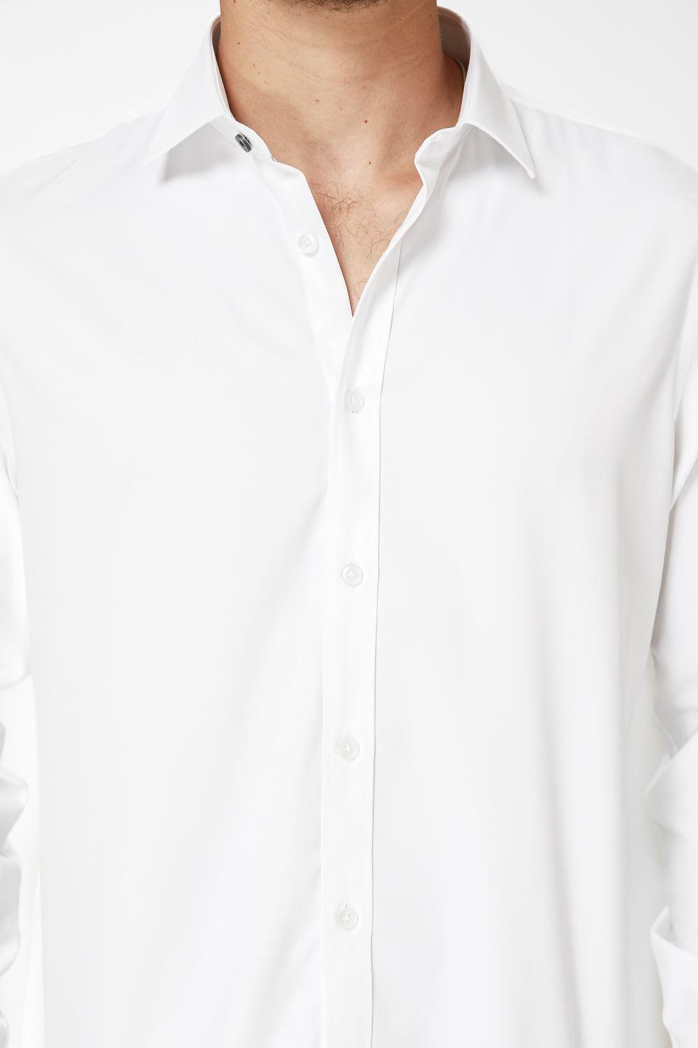 מכופתרת סאטן בצבע לבן - MASHBIR//365