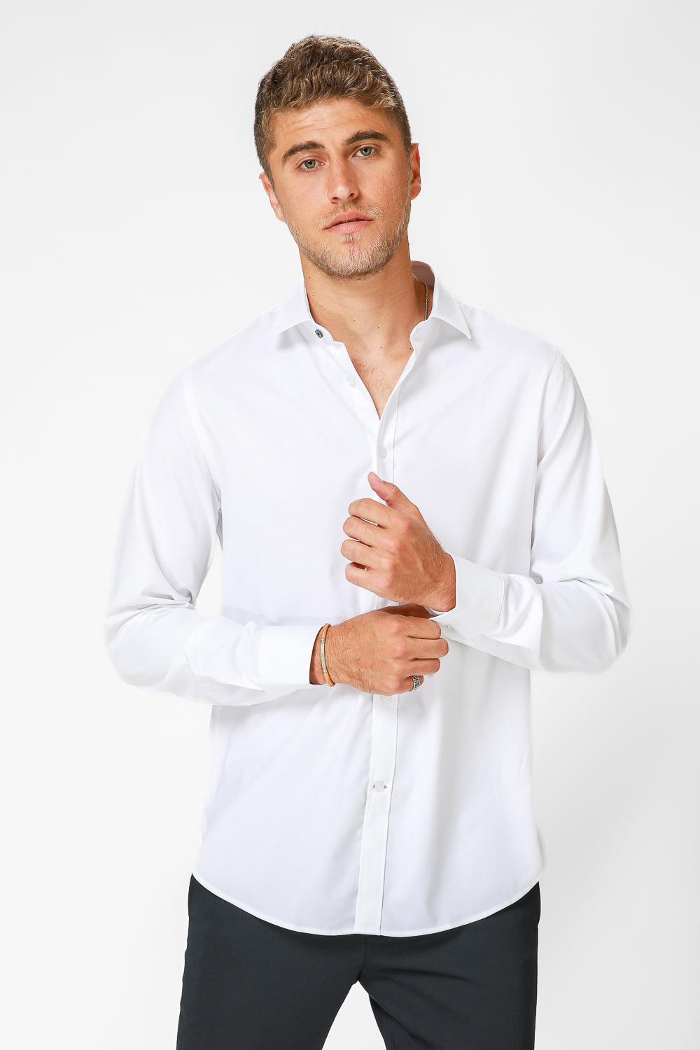 מכופתרת סאטן בצבע לבן - MASHBIR//365