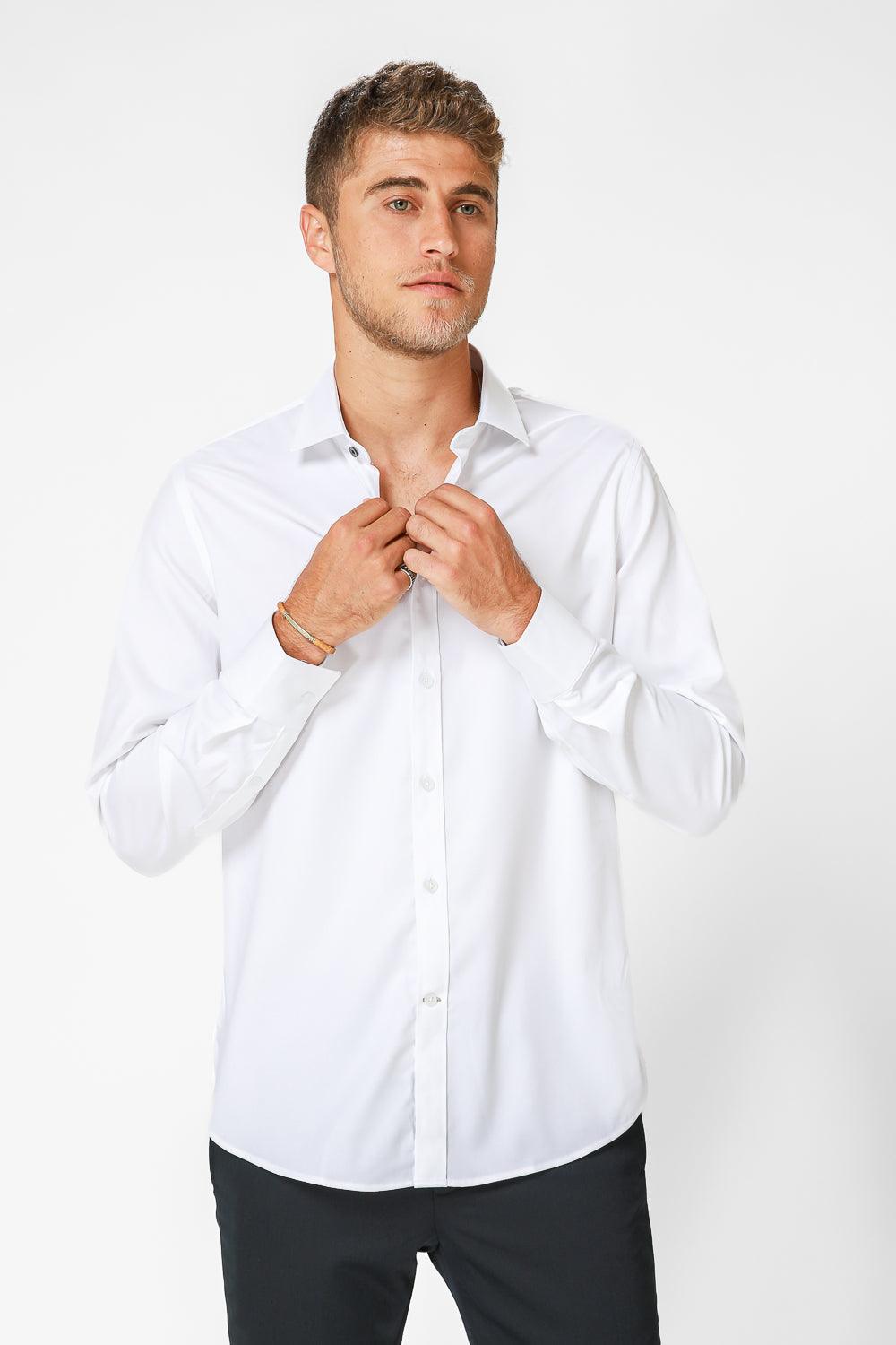 מכופתרת סאטן בצבע לבן - MASHBIR//365