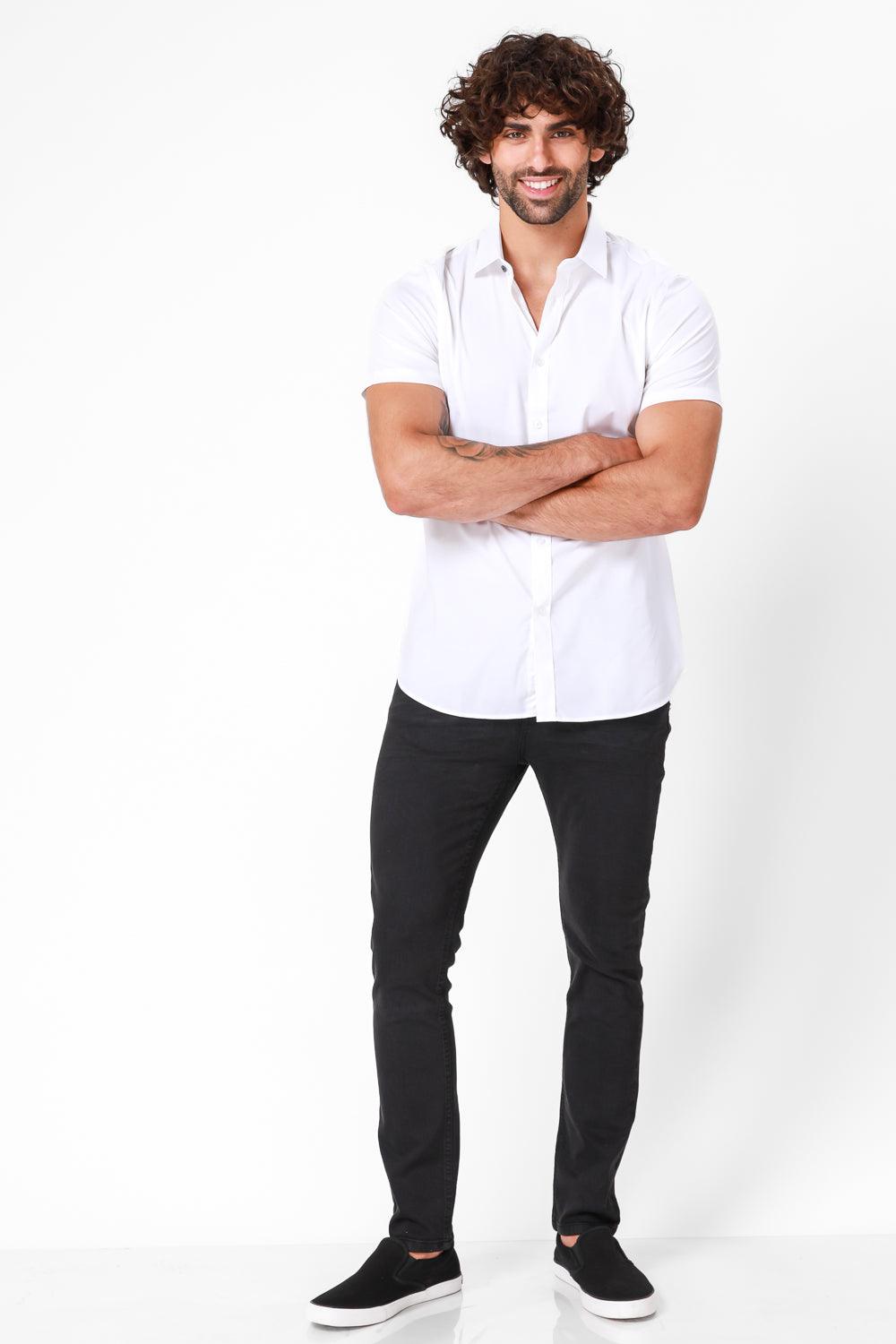 מכופתרת כותנה קצרה בצבע לבן - MASHBIR//365