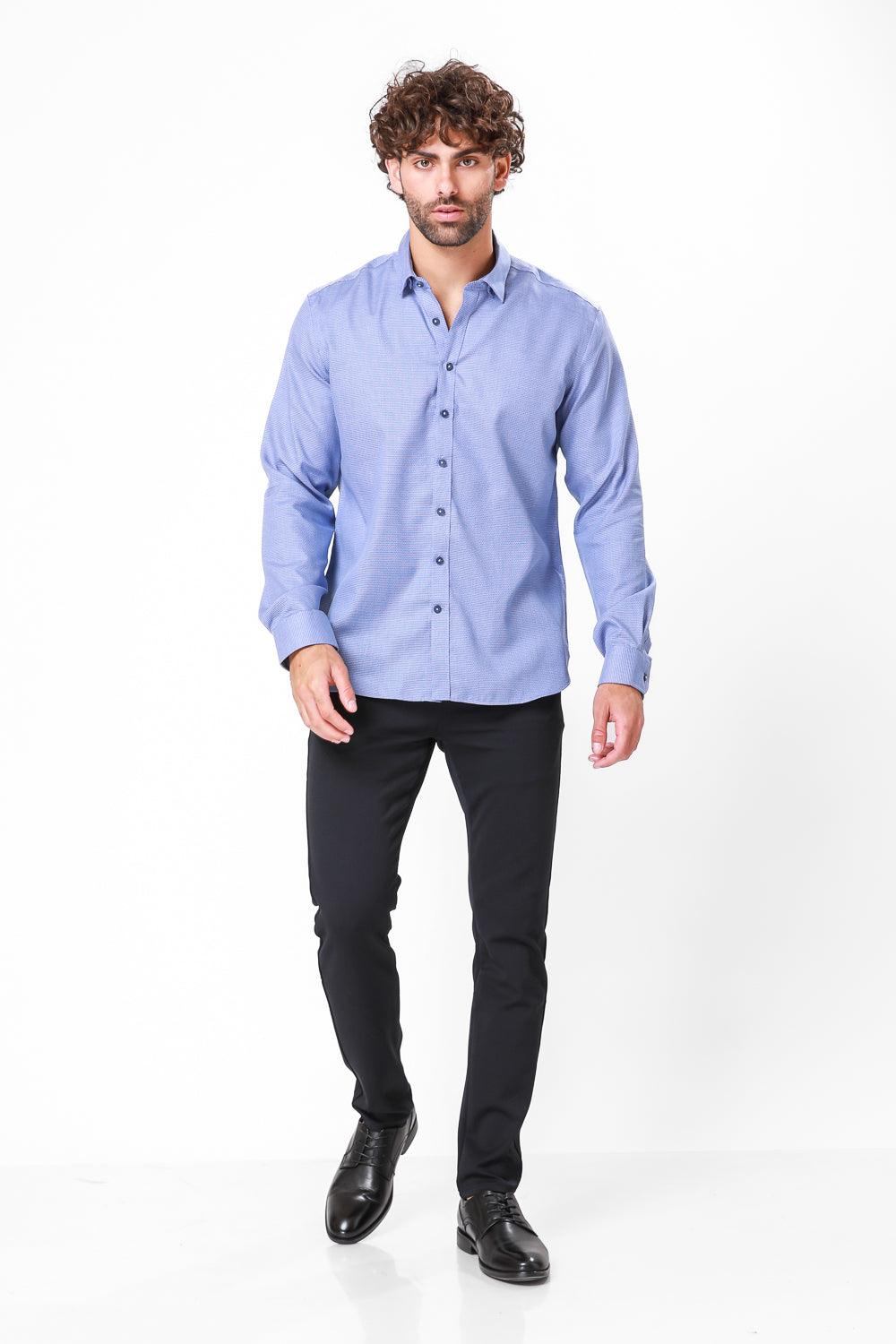 מכופתרת כחולה שרוול ארוך - MASHBIR//365