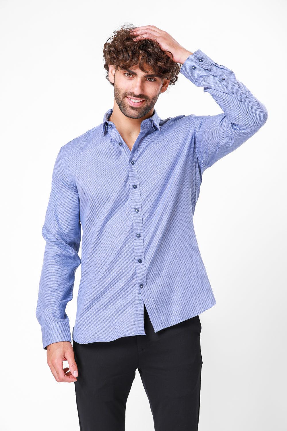 מכופתרת כחולה שרוול ארוך - MASHBIR//365