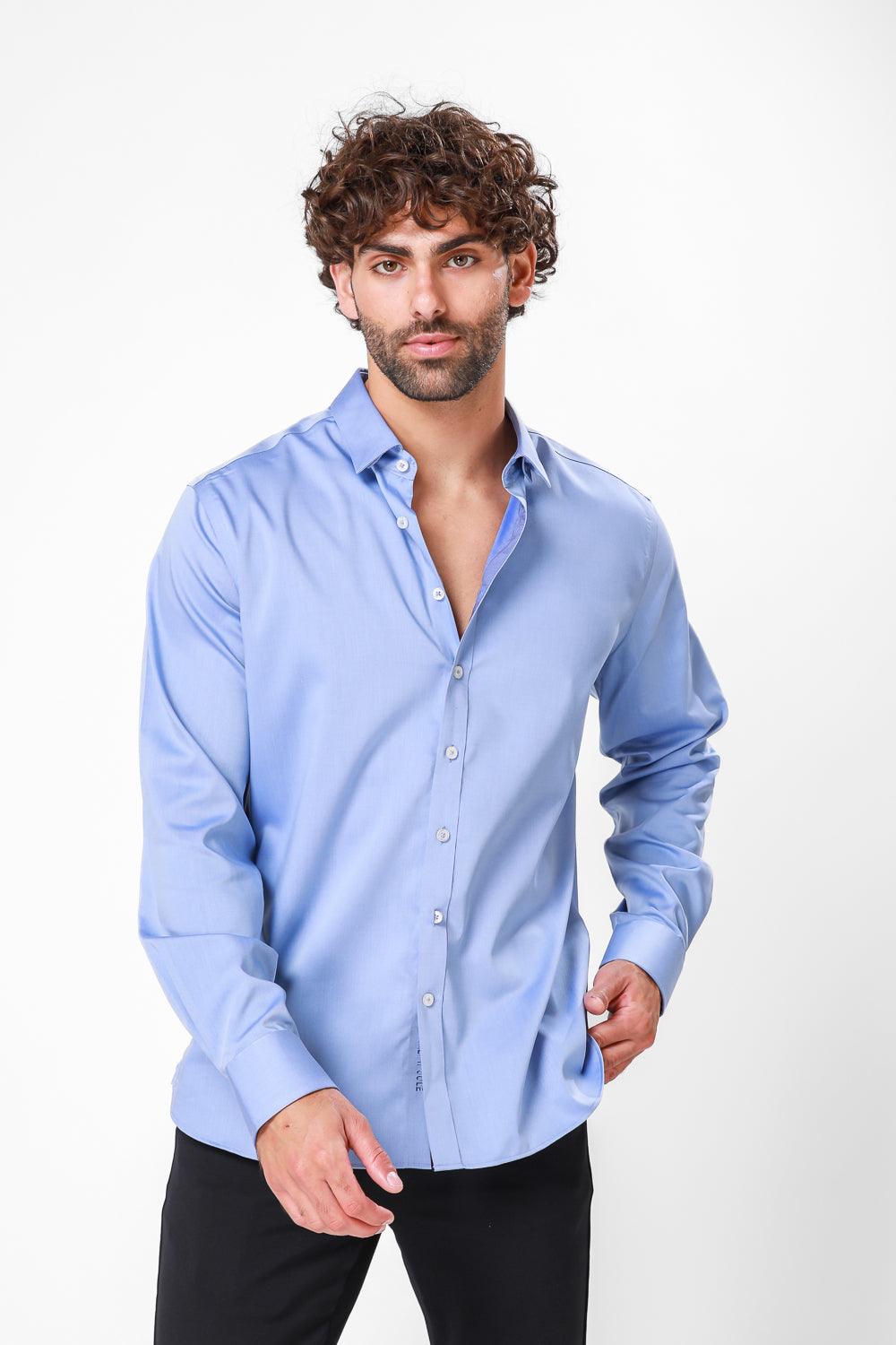 מכופתרת אל קמט בצבע כחול - MASHBIR//365