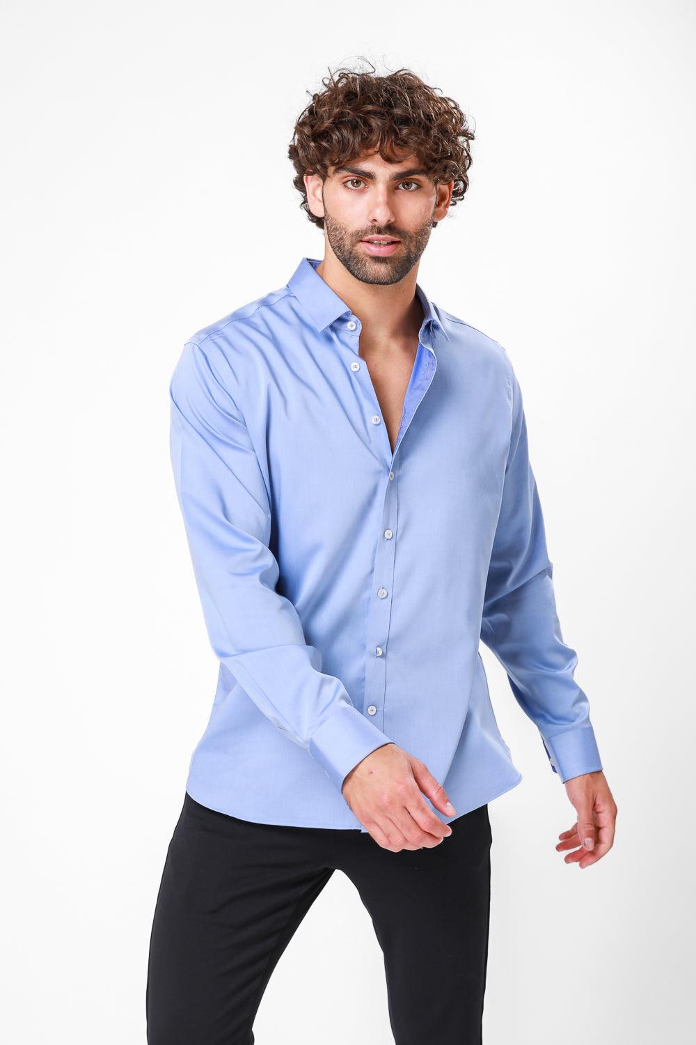 מכופתרת אל קמט בצבע כחול - MASHBIR//365