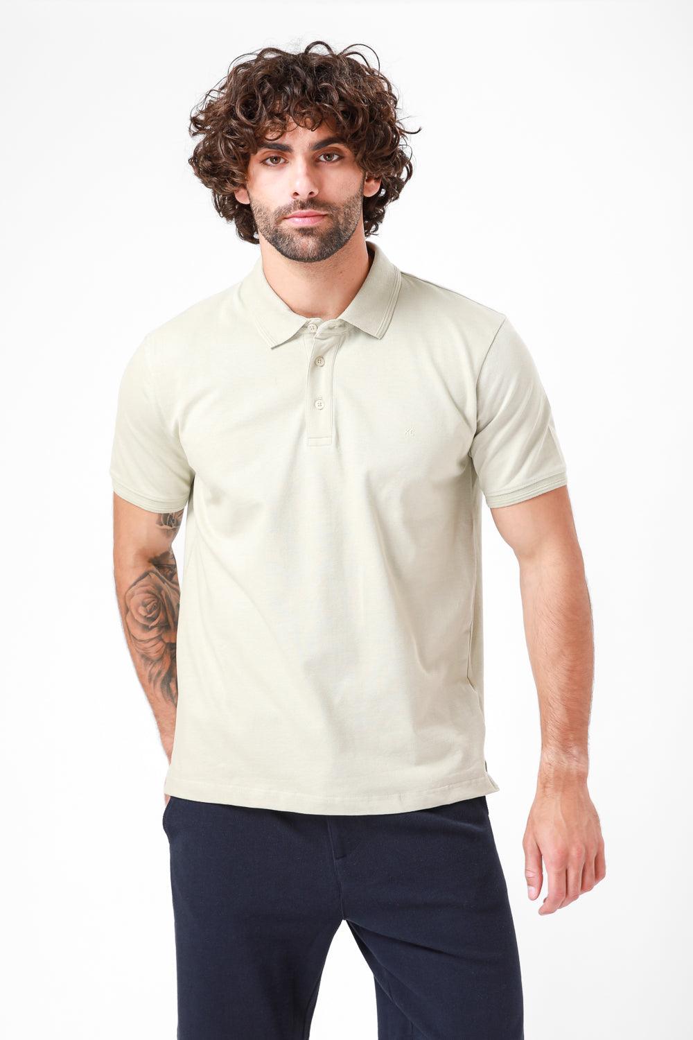 חולצת פולו קצרה בצבע בז' - MASHBIR//365