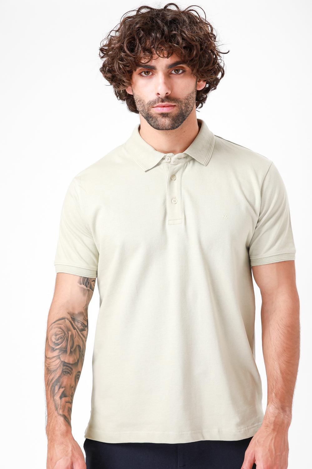 חולצת פולו קצרה בצבע בז' - MASHBIR//365