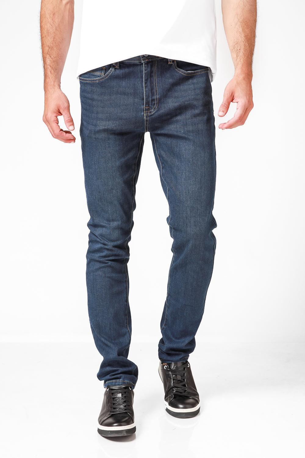 ג'ינס כותנה לייקרה בצבע כחול כהה - MASHBIR//365