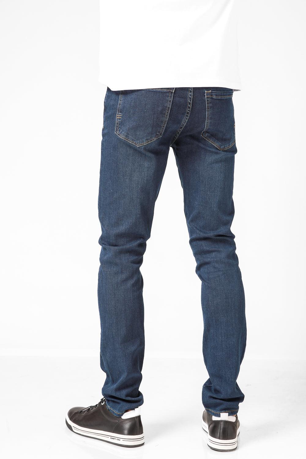 ג'ינס כותנה לייקרה בצבע כחול כהה - MASHBIR//365