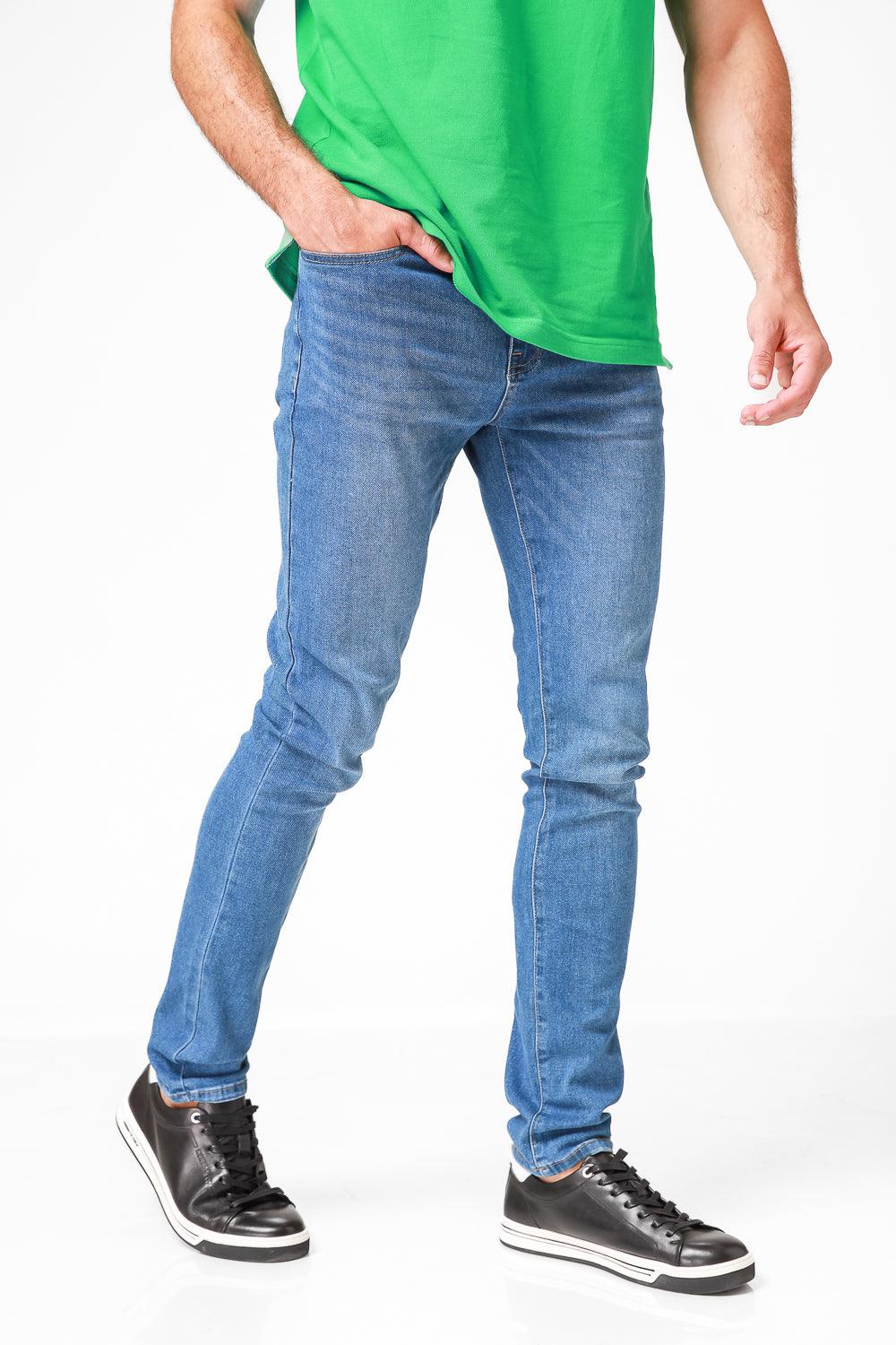 ג'ינס כותנה לייקרה בצבע כחול בהיר - MASHBIR//365
