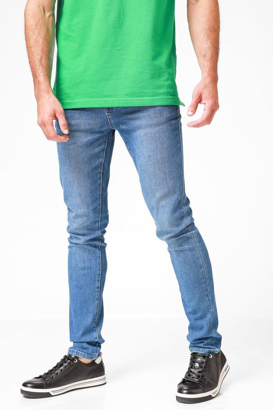 ג'ינס כותנה לייקרה בצבע כחול בהיר - MASHBIR//365