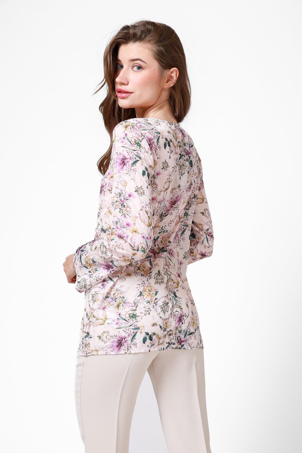 חולצת שיפון עם הדפס PINK FLOWERS - MASHBIR//365
