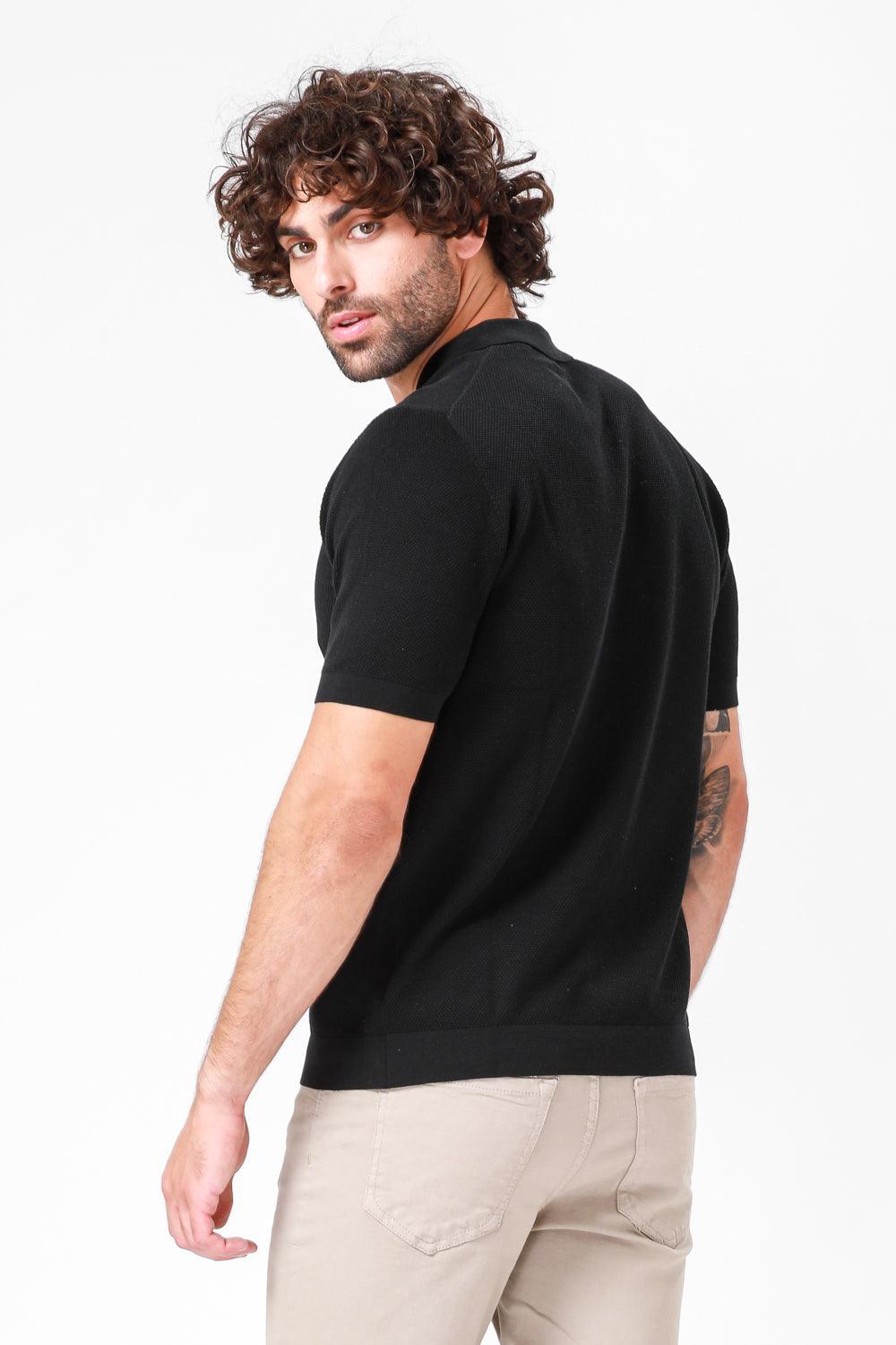 חולצת פולו קצרה שחורה - MASHBIR//365