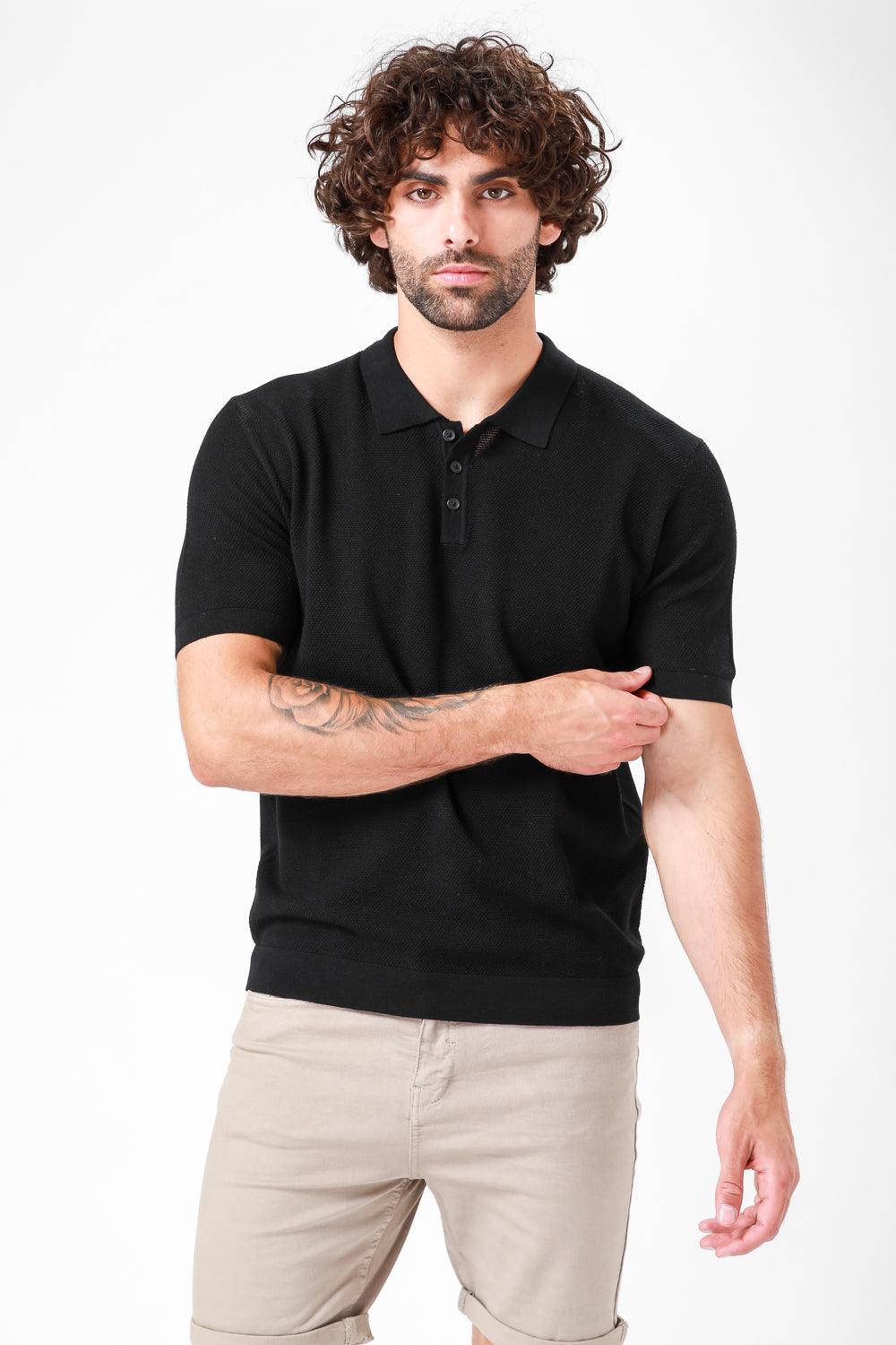חולצת פולו קצרה שחורה - MASHBIR//365