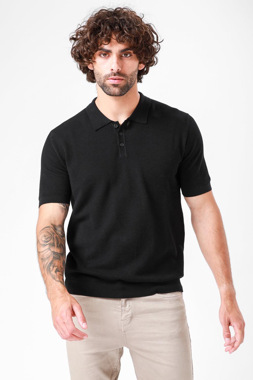 חולצת פולו קצרה שחורה - MASHBIR//365