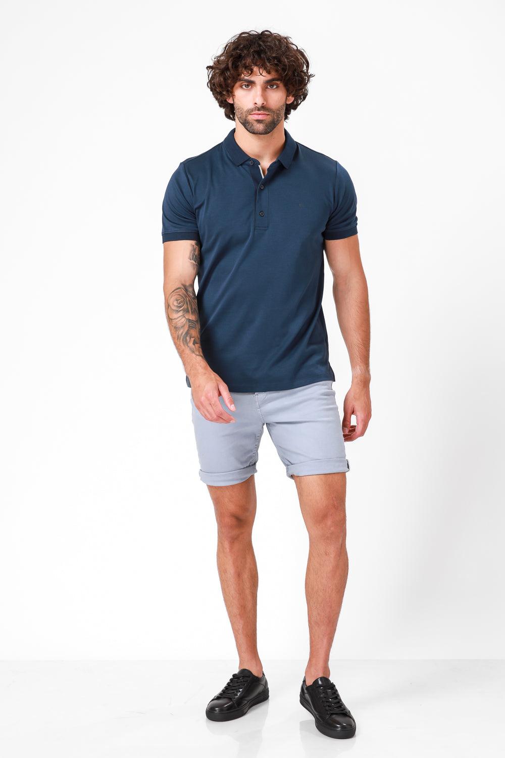 חולצת פולו קצרה צבע נייבי - MASHBIR//365