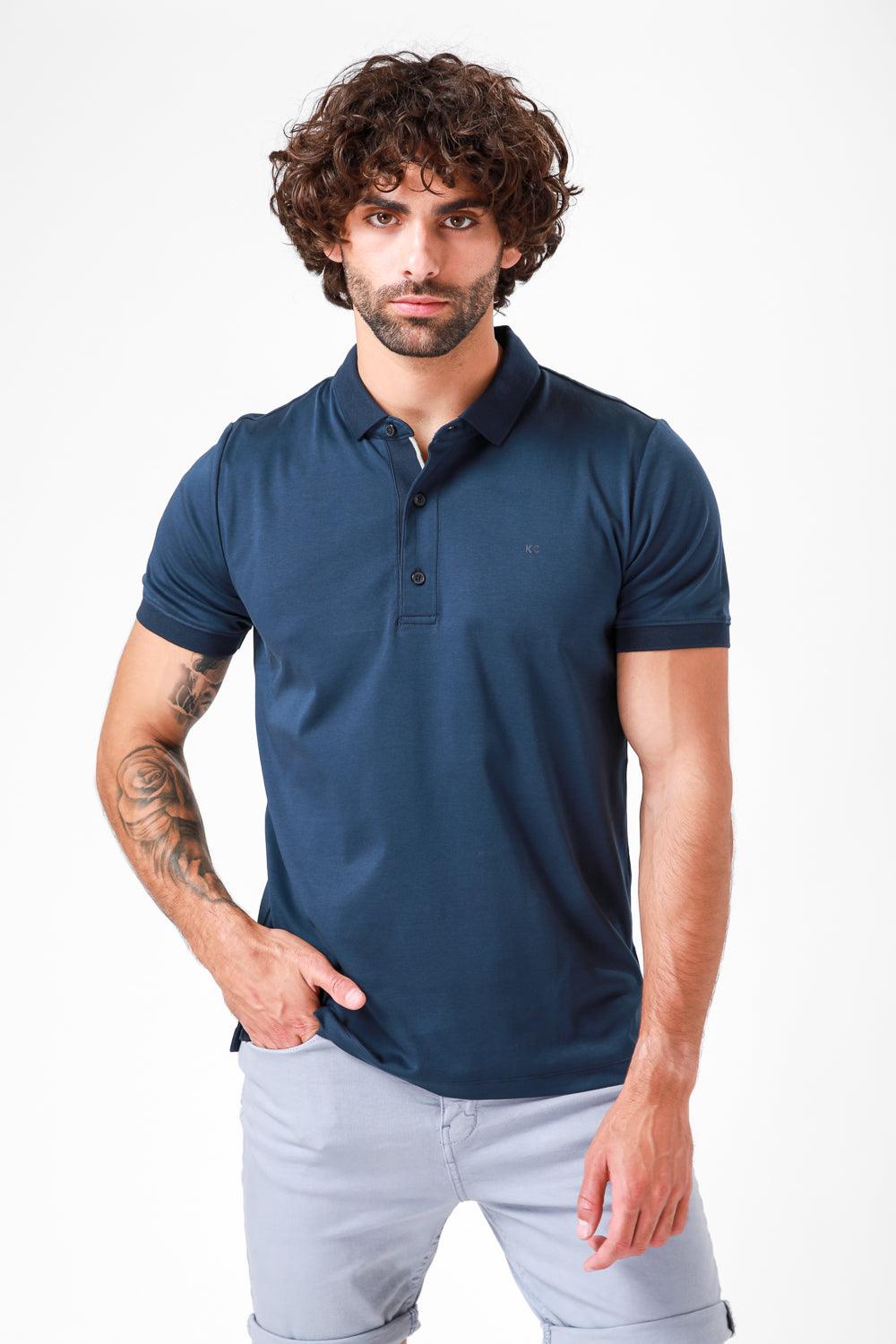 חולצת פולו קצרה צבע נייבי - MASHBIR//365