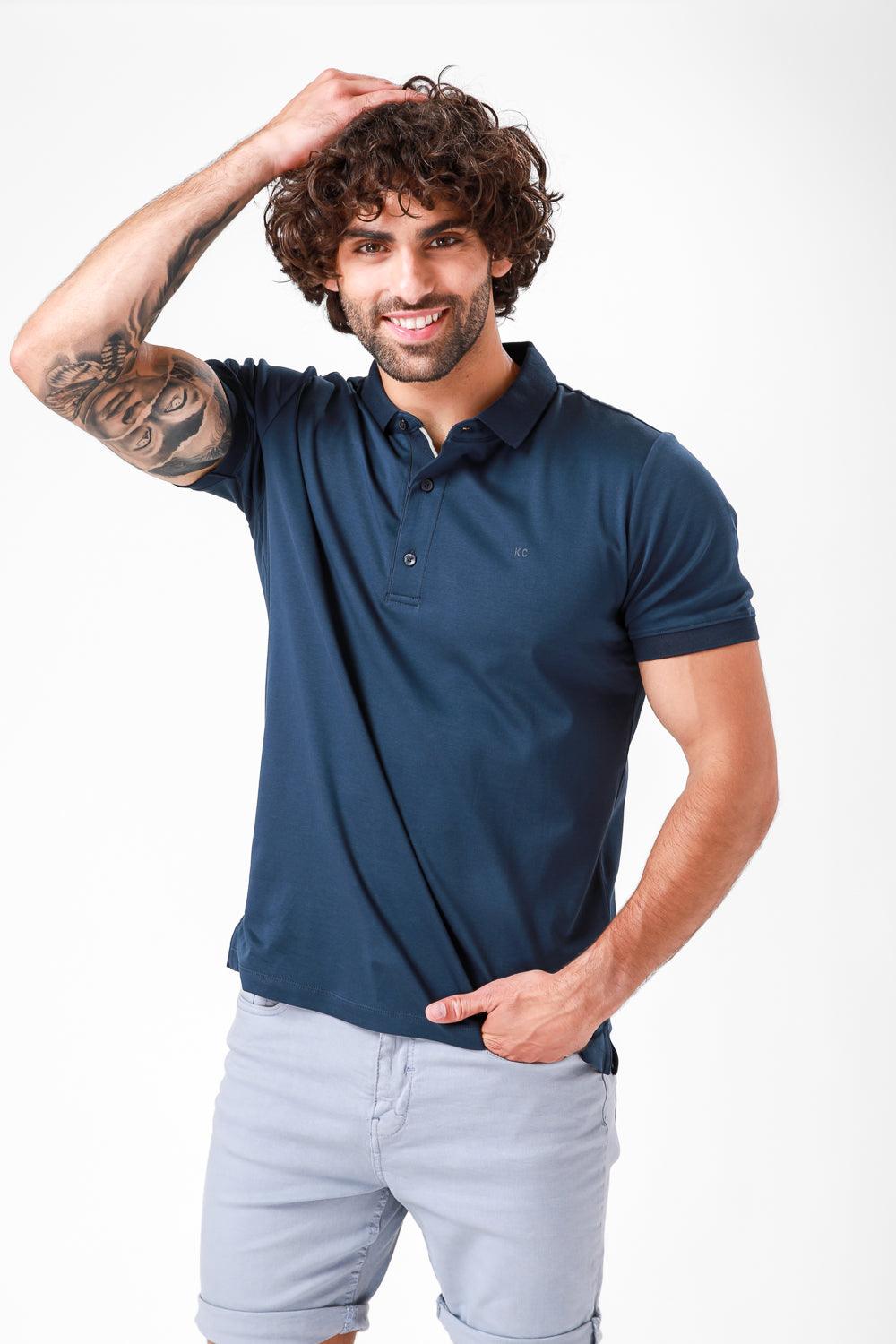 חולצת פולו קצרה צבע נייבי - MASHBIR//365