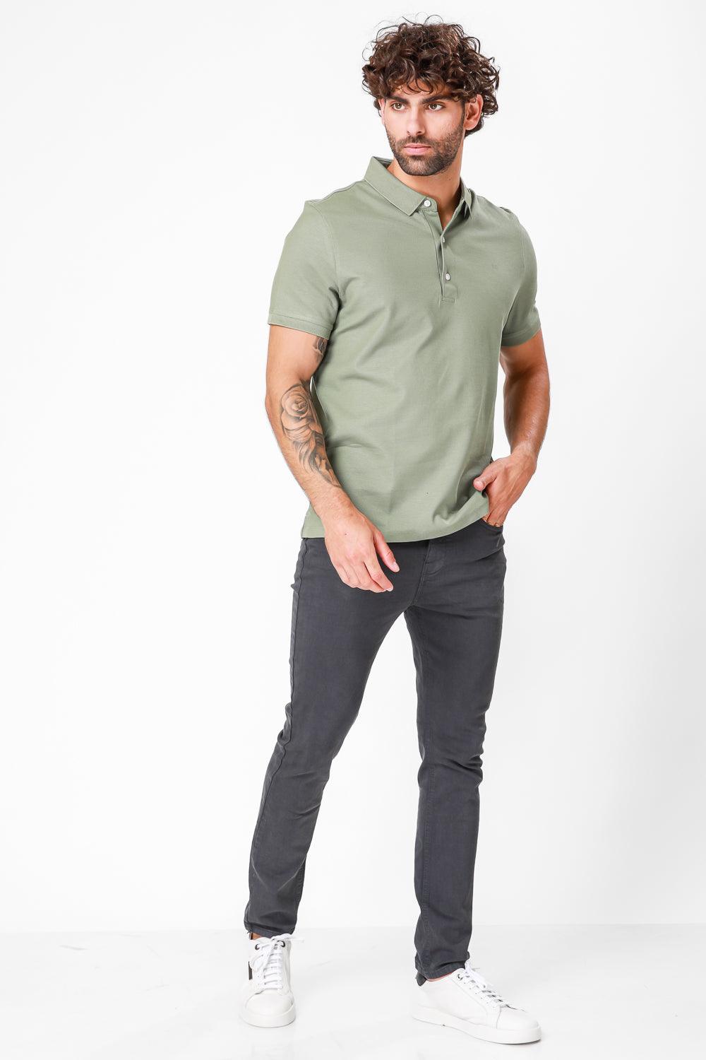 חולצת פולו צבע ירוק זית - MASHBIR//365